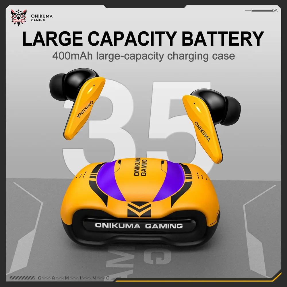 Onikuma TX616 Bluetooth 5.4 és 2,4 GHz TWS gamer fülhallgató, sárga – 7. kép