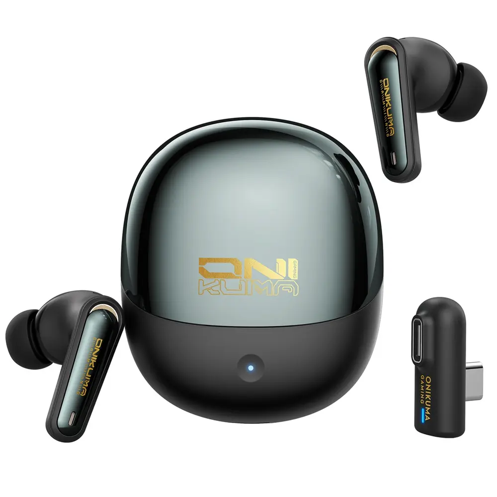 Onikuma TX610 Bluetooth 5.4 és 2,4 GHz ANC+ENC TWS gamer fülhallgató, fekete