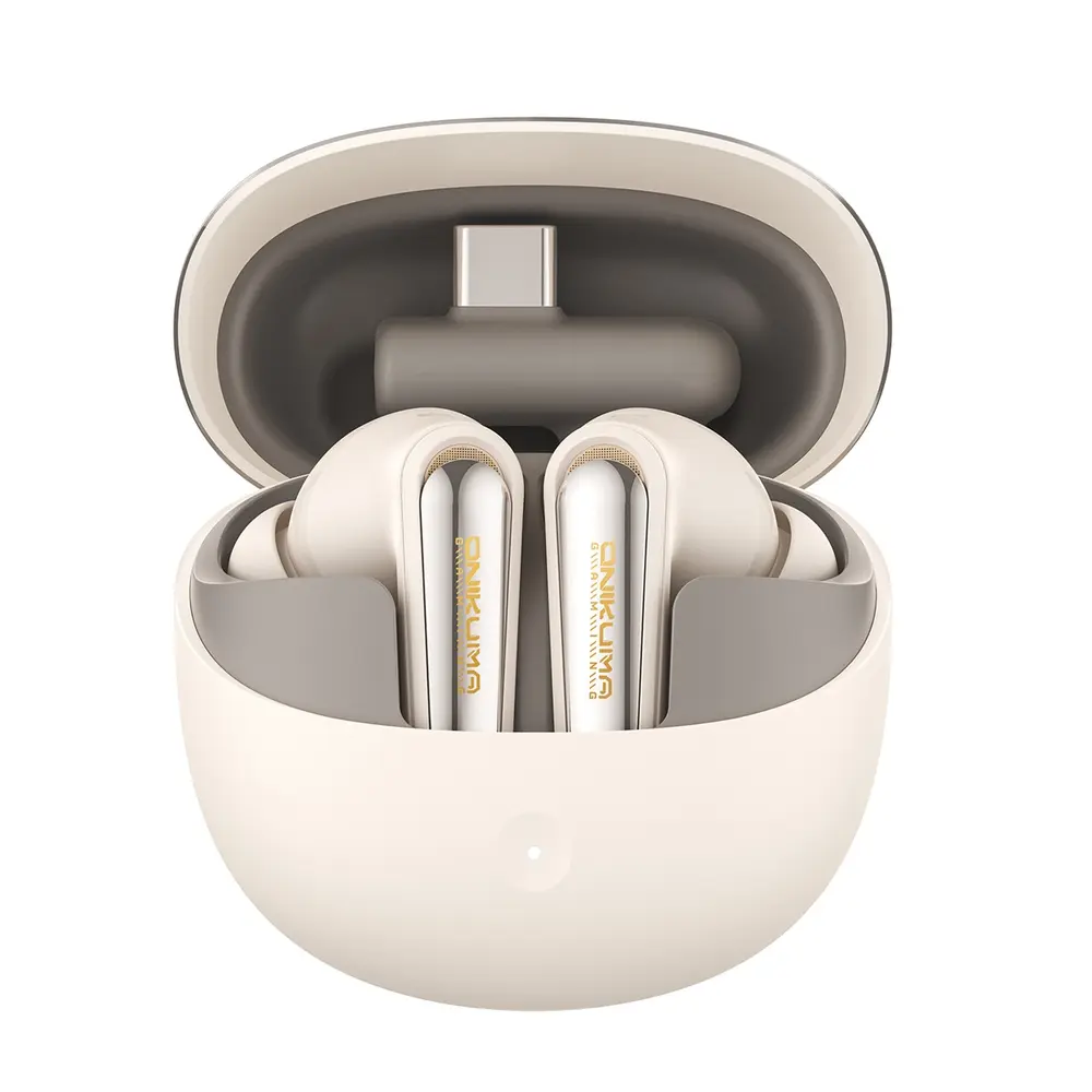 Onikuma TX610 Bluetooth 5.4 és 2,4 GHz ANC+ENC TWS gamer fülhallgató, bézs – 4. kép