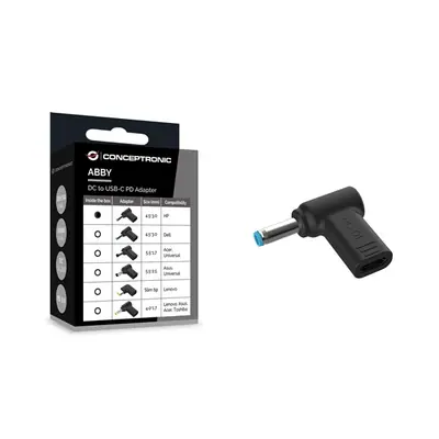 Conceptronic átalakító - ABBY15PC01 (USB-C to HP 4.5x3mm 18-20V, PD:100W, fekete) – 2. kép
