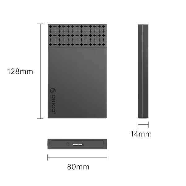 Orico Külső HDD/SSD Ház 2.5" - 2526U3-V1-BK (USB-A 3.0, Max. 7-9,5 mm, Max.: 6TB, fekete) – 4. kép