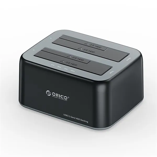 Orico HDD/SSD Dokkoló - 6829C3-C-EU-BK (2x 2,5"/3,5" HDD/SSD -> USB-A, Offline klón funkció, Max.: 36TB, fekete) – 2. kép