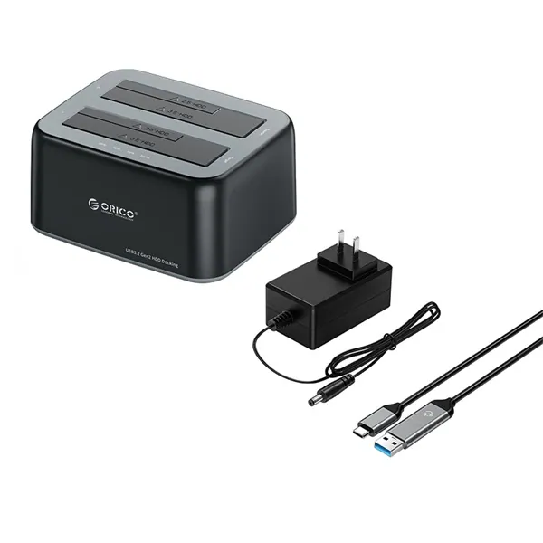 Orico HDD/SSD Dokkoló - 6829C3-C-EU-BK (2x 2,5"/3,5" HDD/SSD -> USB-A, Offline klón funkció, Max.: 36TB, fekete) – 4. kép