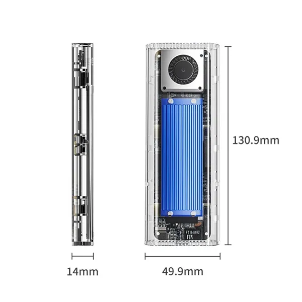Orico Külső M.2 ház - ORICO-TCM2-U4-BL-BP (USB-C 4 -> M.2 NVMe, Max.: 8TB, 40 Gbps, kék) – 3. kép