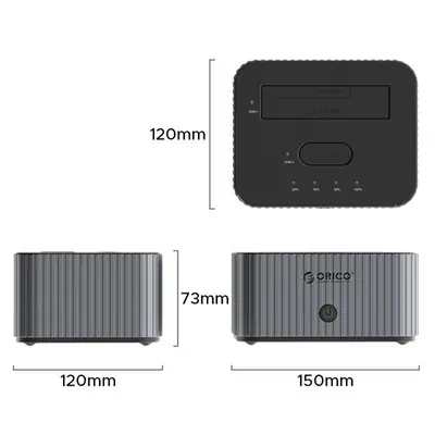 Orico M.2 SSD/HDD Dokkoló - IT28E-C-EU (M.2 NVMe + 2,5"/3,5" HDD -> USB-A/C, Klón funkció, Max.: 10Gbps, szürke) – 2. kép