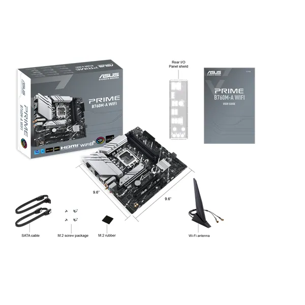 Asus Alaplap - Intel PRIME B760M-A WIFI s1700 (B760, 4xDDR5 7200+MHz, 4xSATA3, 2xM.2, 2xHDMI+DP) – 6. kép