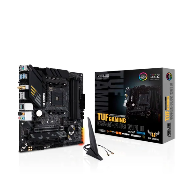 Asus Alaplap - AMD TUF GAMING B550M-PLUS WIFI II AM4 (B550, 4xDDR4 4866MHz, 4xSATA3, 2x M.2, Raid, HDMI/DP)