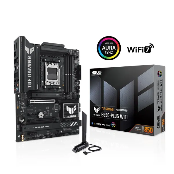 Asus Alaplap - AMD TUF GAMING B850-PLUS WIFI AM5 (B850, ATX, 4xDDR5 8000+MHz, 4xSATA3, 3x M.2, HDMI+DP)