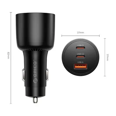 ORICO autós töltő - PL-165-1A2C-BK (Szivargyújtós, USB-C 65W+USB-C 100W+2xUSB-A 36W, fekete) – 2. kép