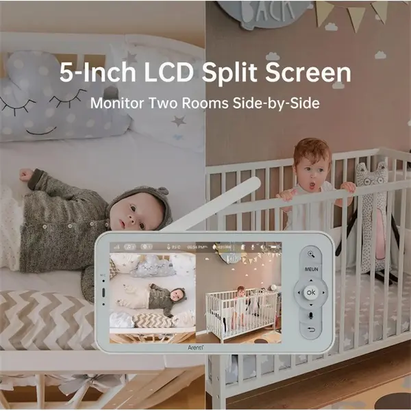 Arenti bébiőr szett - AINANNY + 5" LCD (3MP, sírás-, hőmérséklet-, páratartalom figyelés, microSD, mikrofon, hangszóró) – 5. kép