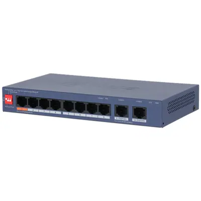 Dahua switch PoE - CS4010-8ET2GT-60 (Cloud menedzsment; 8x 10/100 Mbps PoE + 2x 1Gbps port, 60W)