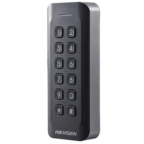 Hikvision RFID kártyaolvasó - DS-K1802MK (Mifare 13,56MHz + billentyűzet, RS-485/Wiegand)