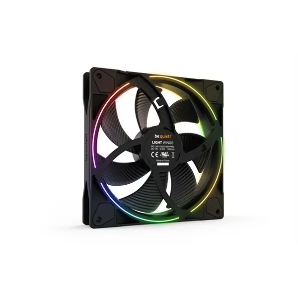Be Quiet! Cooler 14cm - LIGHT WINGS 140mm PWM Triple-Pack (RGB, 1500rpm, 23,3dB, fekete) – 4. kép