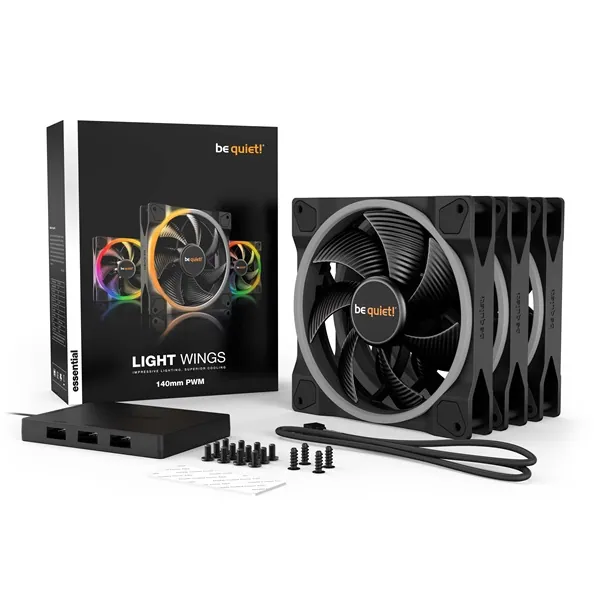 Be Quiet! Cooler 14cm - LIGHT WINGS 140mm PWM Triple-Pack (RGB, 1500rpm, 23,3dB, fekete) – 6. kép