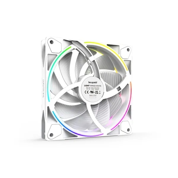 Be Quiet! Cooler 14cm - LIGHT WINGS WHITE 140mm PWM Triple Pack (RGB, 2200rpm, 31dB, fehér) – 4. kép