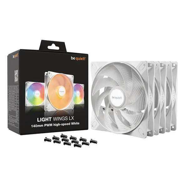 Be Quiet! Cooler 14cm - LIGHT WINGS LX 140mm PWM high-speed White Triple-Pack (RGB, 1800rpm, 30,5dB, fehér) – 5. kép