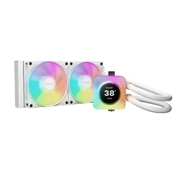 Be Quiet! CPU Water Cooler - LIGHT LOOP IO LCD 240mm White (2x120mm, cső hossza: 400mm, fehér)