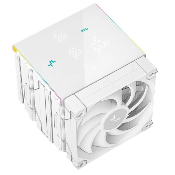 DeepCool CPU Cooler - AK620 DIGITAL PRO WH (25 dB; max, 103,45 m3/h; 4pin csatlakozó, 6 db heatpipe, 2x12cm, PWM, fehér) – 2. kép