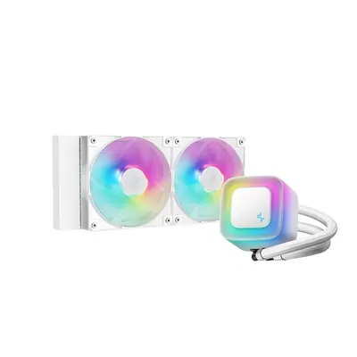 DeepCool CPU Water Cooler - LE240 WH V2 (max 31,6dB; max. 128,93 m3/h; 2x12cm, A-RGB LED, fehér)