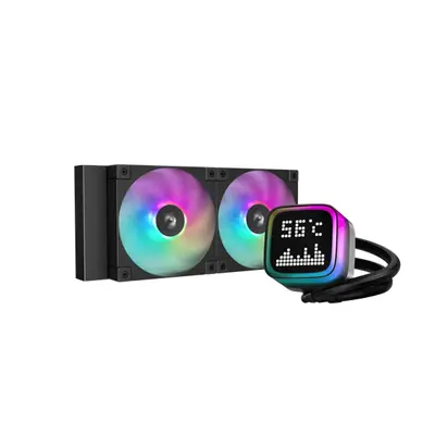 DeepCool CPU Water Cooler - LP240 (max 21dB; max. 122,39 m3/h; 2x12cm, LED kijelző, fekete)