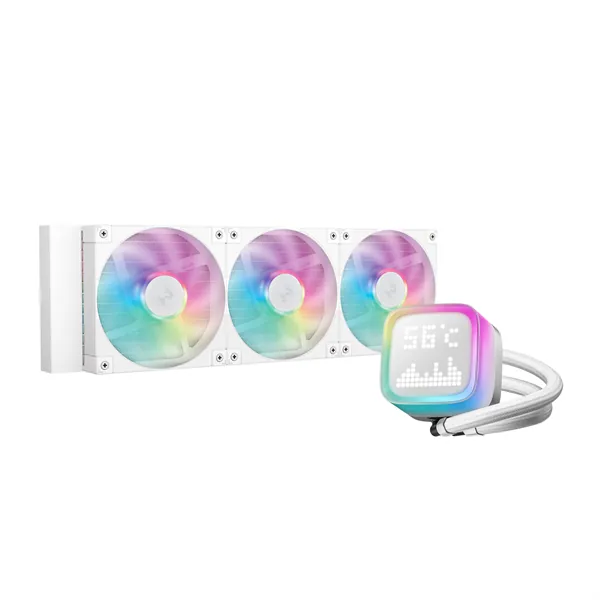 DeepCool CPU Water Cooler - LP360 WH (max 21dB; max. 122,39 m3/h; 3x12cm, LED kijelző, fehér)