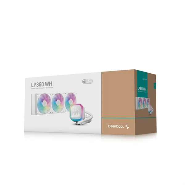 DeepCool CPU Water Cooler - LP360 WH (max 21dB; max. 122,39 m3/h; 3x12cm, LED kijelző, fehér) – 6. kép