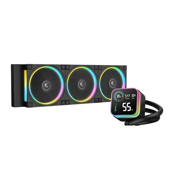 DeepCool CPU Water Cooler - LQ360 ULTRA ARGB (max 35.63dB; max. 124,72 m3/h; 3x12cm, LED kijelző, fekete)