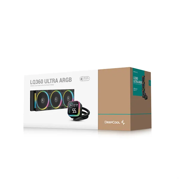 DeepCool CPU Water Cooler - LQ360 ULTRA ARGB (max 35.63dB; max. 124,72 m3/h; 3x12cm, LED kijelző, fekete) – 6. kép