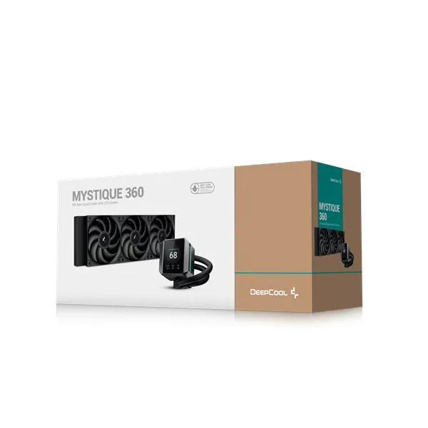 DeepCool CPU Water Cooler - MYSTIQUE 360 (max 21dB; max. 123,09 m3/h; 3x12cm, LED kijelző, fekete) – 6. kép