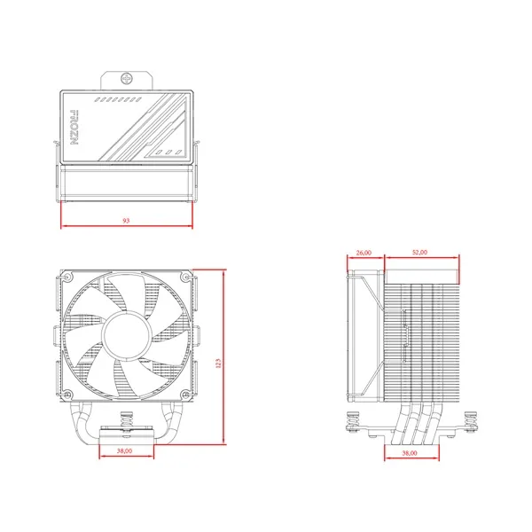ID-Cooling CPU Cooler - FROZN A400 BLACK (25,8dB; max. 77,81 m3/h; 4pin csatlakozó, 4 db heatpipe, 9cm, PWM) – 7. kép