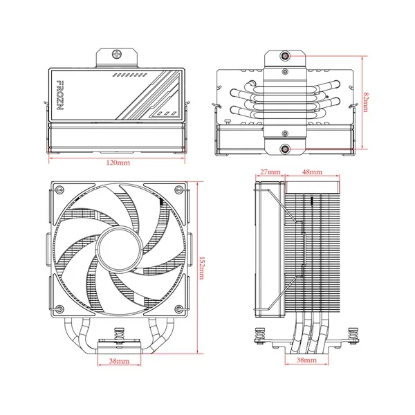 ID-Cooling CPU Cooler - FROZN A410 ARGB (29.9dB; max. 132,54 m3/h; 4pin, 4 db heatpipe, 12cm, A-RGB, PWM) – 7. kép
