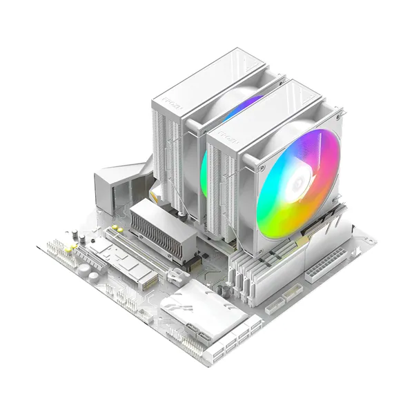 ID-Cooling CPU Cooler - FROZN A620 PRO XE ARGB SNOW (27,2dB; max 98,54 m3/h; 4Pin csatlakozó, 6 db heatpipe, 2x12cm) – 8. kép