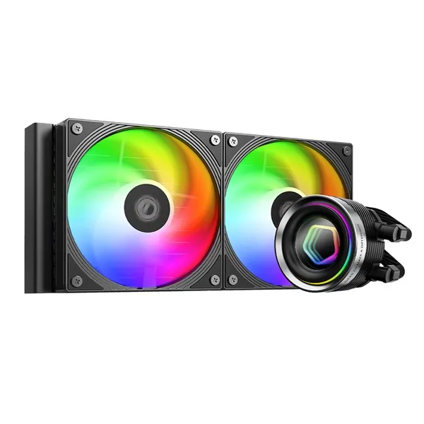 ID-Cooling CPU Water Cooler - FX240 INF (27.2dB; max. 98,54 m3/h; 2x12cm, A-RGB, fekete) – 2. kép