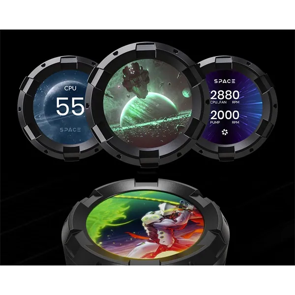 ID-Cooling CPU Water Cooler - Space SL240 (13.8-30.5dB; max. 132,52 m3/h; 2x12cm, A-RGB LED, fekete) – 8. kép
