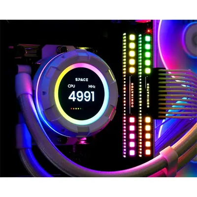 ID-Cooling CPU Water Cooler - Space SL360 WHITE (25dB; max. 132,52 m3/h; 3x12cm, A-RGB LED, fehér) – 2. kép