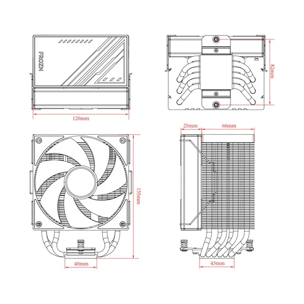 ID-Cooling CPU Cooler - FROZN A610 BLACK (29.85dB; max. 132,94 m3/h; 4pin, 4 db heatpipe, 12cm, PWM) – 7. kép