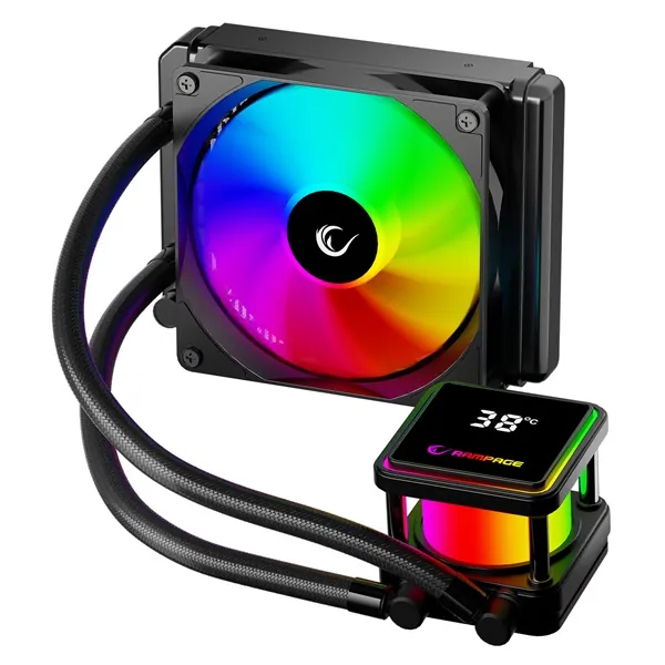 Rampage CPU Water Cooler - INFINITE V120 (Mágneses kijelző, 36,9dB max., 98,54 m3/h; 12cm, A-RGB LED, fekete) – 2. kép