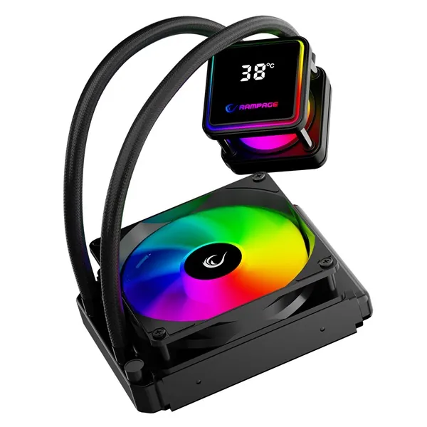 Rampage CPU Water Cooler - INFINITE V120 (Mágneses kijelző, 36,9dB max., 98,54 m3/h; 12cm, A-RGB LED, fekete) – 5. kép