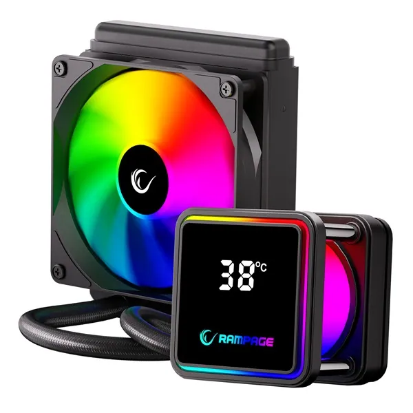 Rampage CPU Water Cooler - INFINITE V120 (Mágneses kijelző, 36,9dB max., 98,54 m3/h; 12cm, A-RGB LED, fekete) – 6. kép