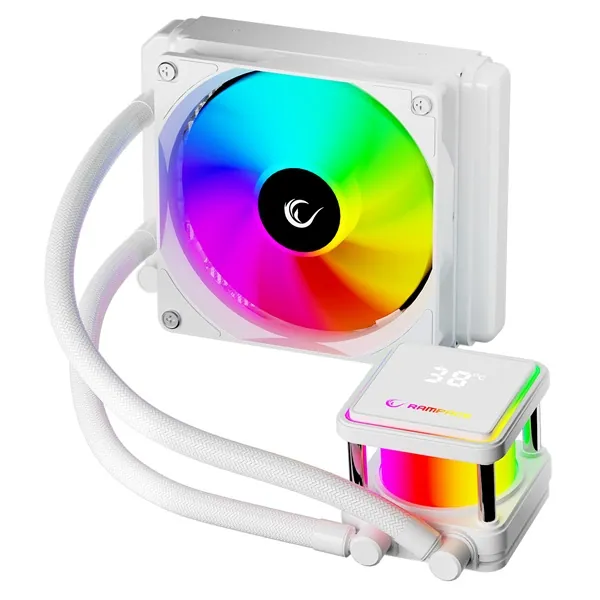 Rampage CPU Water Cooler - INFINITE V120 (Mágneses kijelző, 36,9dB max., 98,54 m3/h; 12cm, A-RGB LED, fehér) – 2. kép