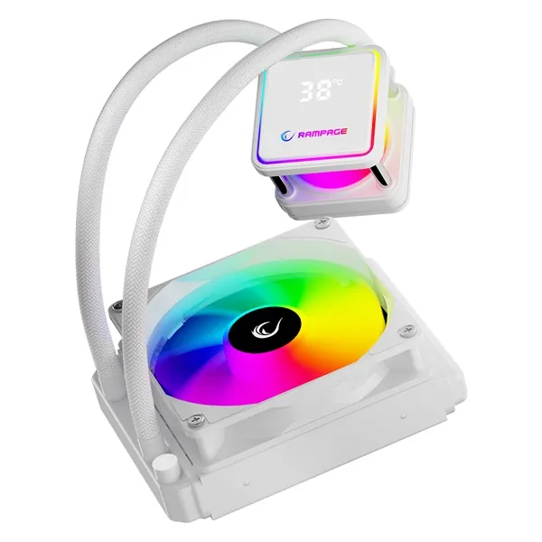 Rampage CPU Water Cooler - INFINITE V120 (Mágneses kijelző, 36,9dB max., 98,54 m3/h; 12cm, A-RGB LED, fehér) – 5. kép