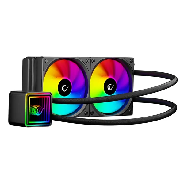 Rampage CPU Water Cooler - INFINITE V240 (Mágneses kijelző, 36,9dB max., 98,54 m3/h; 2x12cm, A-RGB LED, fekete) – 2. kép
