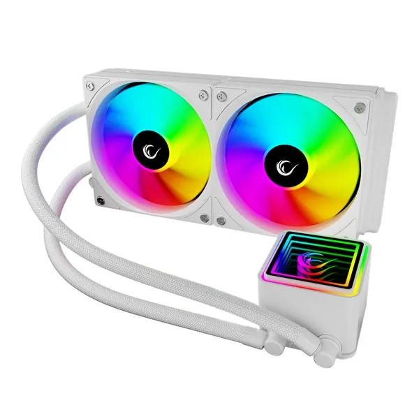 Rampage CPU Water Cooler - INFINITE V240 (Mágneses kijelző, 36,9dB max., 98,54 m3/h; 2x12cm, A-RGB LED, fehér) – 4. kép