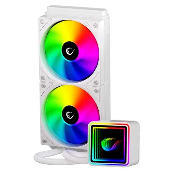 Rampage CPU Water Cooler - INFINITE V240 (Mágneses kijelző, 36,9dB max., 98,54 m3/h; 2x12cm, A-RGB LED, fehér) – 5. kép
