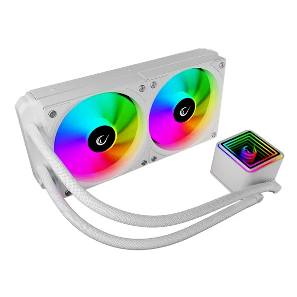 Rampage CPU Water Cooler - INFINITE V240 (Mágneses kijelző, 36,9dB max., 98,54 m3/h; 2x12cm, A-RGB LED, fehér) – 7. kép