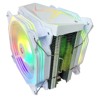 Rampage CPU Cooler - OCTAGON C60 (max 40dB, 96,84 m3/h, 4 pin csatlakozó, 2x12cm, A-RGB, LED, Fehér) – 2. kép