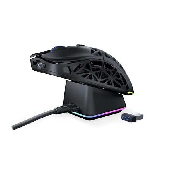 Endorfy Wireless Egér - LIV Plus (Honeycomb, 26 000 DPI, ARGB, PixArt PAW3395, optikai, fekete) + dokkoló – 6. kép