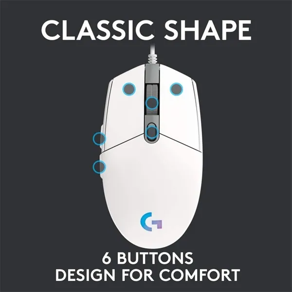 Logitech G203 LightSync Gaming mouse White – 3. kép