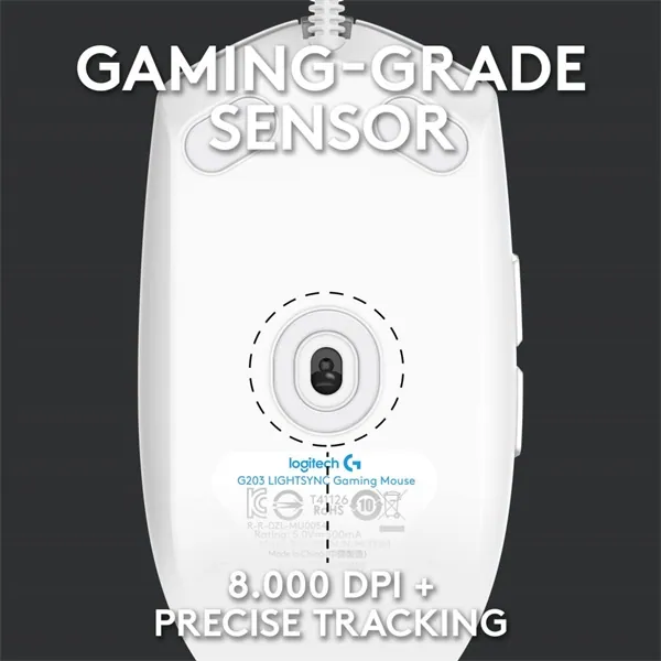 Logitech G203 LightSync Gaming mouse White – 6. kép