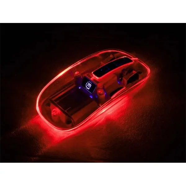 Manhattan Egér - Vezetéknélküli, RGB LED, átlátszó design, (Optikai, 1600dpi) Fekete – 3. kép